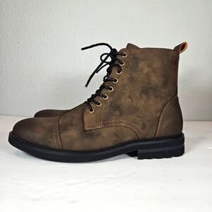 Polar Fox WRIGHT   Men's   Classic Combat Boots with Zipper Closure Sz 8 Mocha